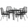 Zestaw do jadalni w ogrodzie 5 pcs Czarny polirattan