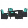 Zestaw do jadalni w ogrodzie 5 pcs Czarny Polirattan