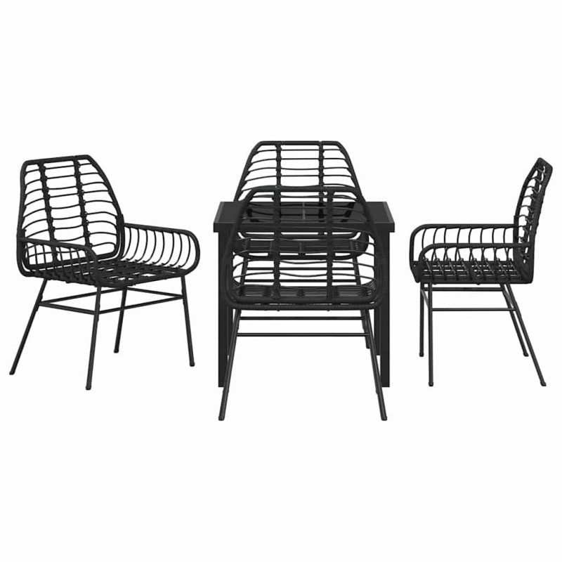 Zestaw do jadalni w ogrodzie 5 pcs Czarny polirattan