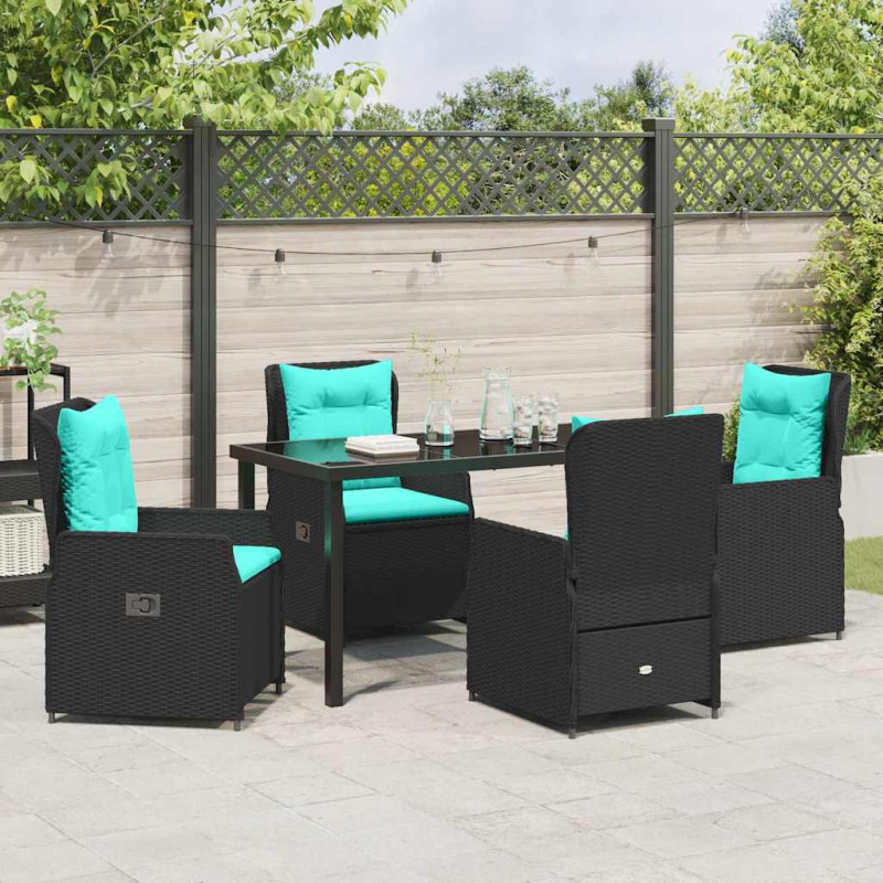Zestaw do jadalni w ogrodzie 5 pcs Czarny Polirattan
