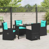 Zestaw do jadalni w ogrodzie 5 pcs Czarny Polirattan