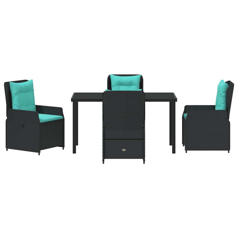 Zestaw do jadalni w ogrodzie 5 pcs Czarny Polirattan