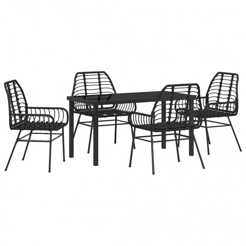 Zestaw do jadalni w ogrodzie 5 pcs Czarny polirattan
