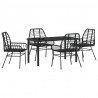 Zestaw do jadalni w ogrodzie 5 pcs Czarny polirattan