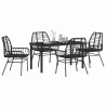 Zestaw do jadalni w ogrodzie 5 pcs Czarny polirattan