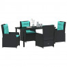 Zestaw do jadalni w ogrodzie 5 pcs Czarny Polirattan