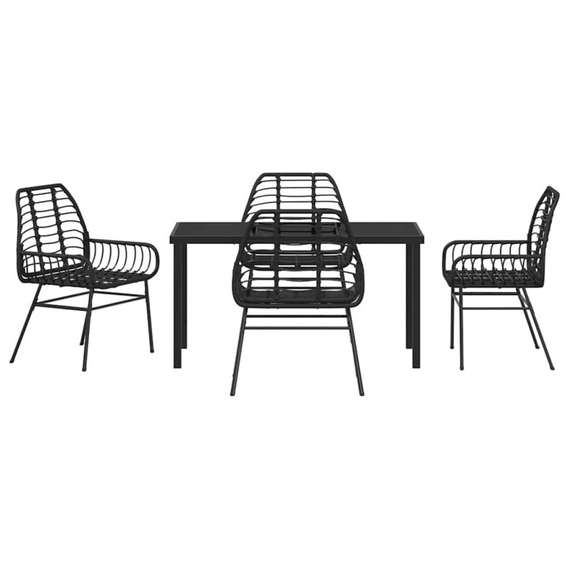 Zestaw do jadalni w ogrodzie 5 pcs Czarny polirattan