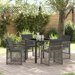 Zestaw do jadalni w ogrodzie 5 pcs Szary polirattan