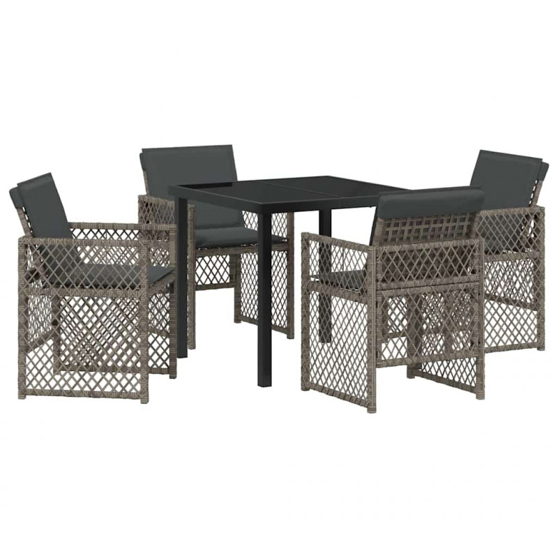 Zestaw do jadalni w ogrodzie 5 pcs Szary polirattan
