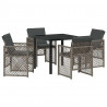 Zestaw do jadalni w ogrodzie 5 pcs Szary polirattan