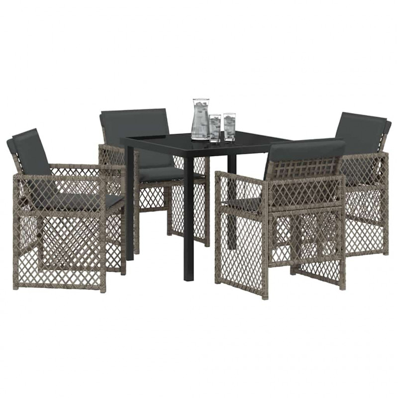 Zestaw do jadalni w ogrodzie 5 pcs Szary polirattan