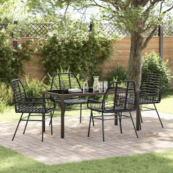 Zestaw do jadalni w ogrodzie 5 pcs Czarny polirattan
