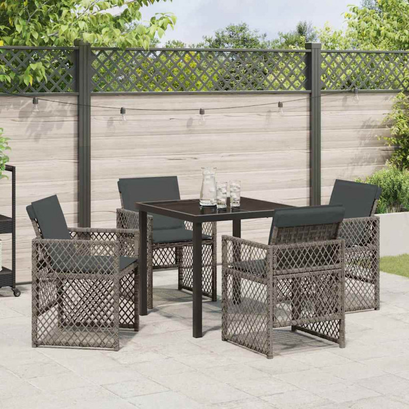 Zestaw do jadalni w ogrodzie 5 pcs Szary polirattan