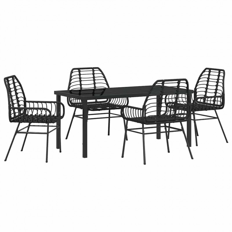 Zestaw do jadalni w ogrodzie 5 pcs Czarny polirattan