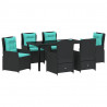 Zestaw do jadalni w ogrodzie 7 pcs Czarny Polirattan