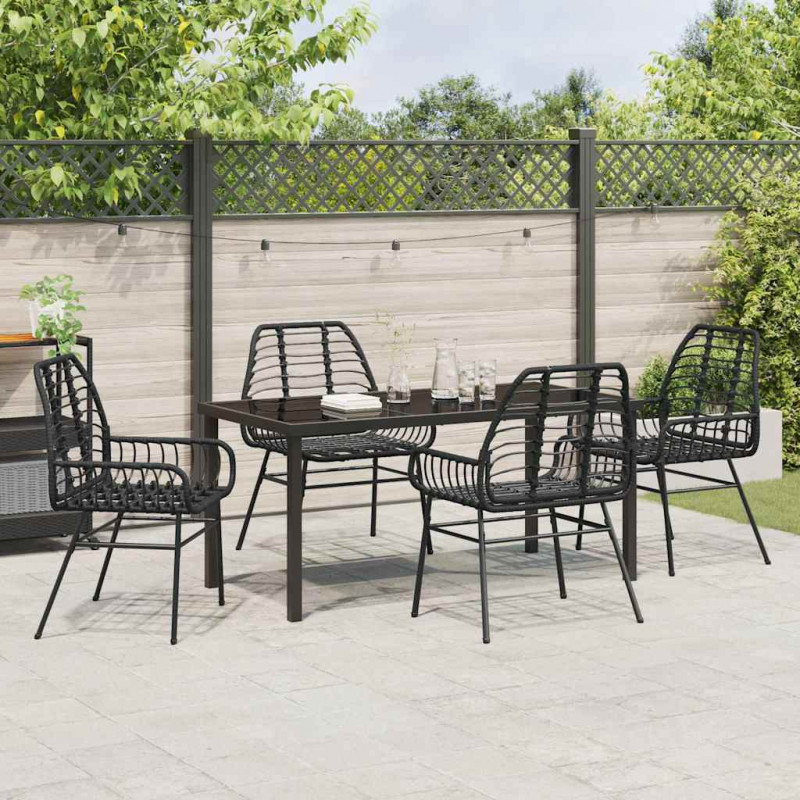 Zestaw do jadalni w ogrodzie 5 pcs Czarny polirattan