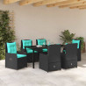 Zestaw do jadalni w ogrodzie 7 pcs Czarny Polirattan
