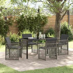 Zestaw do jadalni w ogrodzie 5 pcs Szary polirattan
