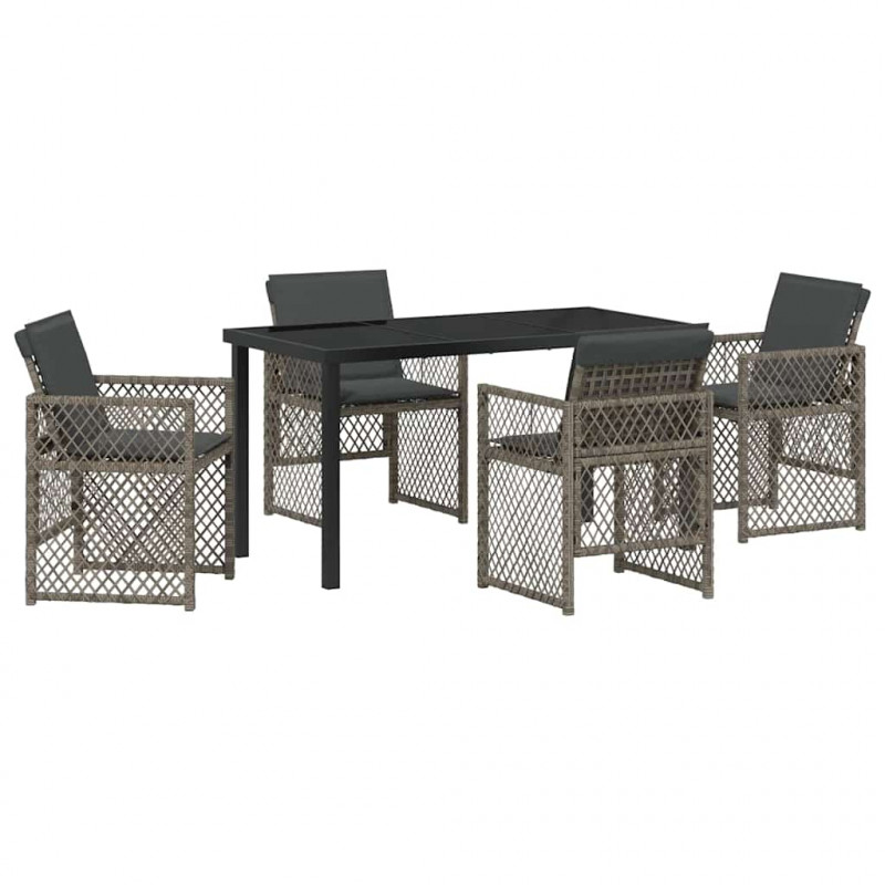 Zestaw do jadalni w ogrodzie 5 pcs Szary polirattan