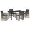Zestaw do jadalni w ogrodzie 5 pcs Szary polirattan
