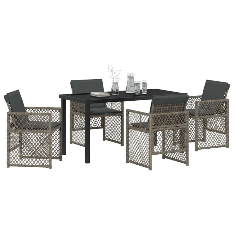 Zestaw do jadalni w ogrodzie 5 pcs Szary polirattan