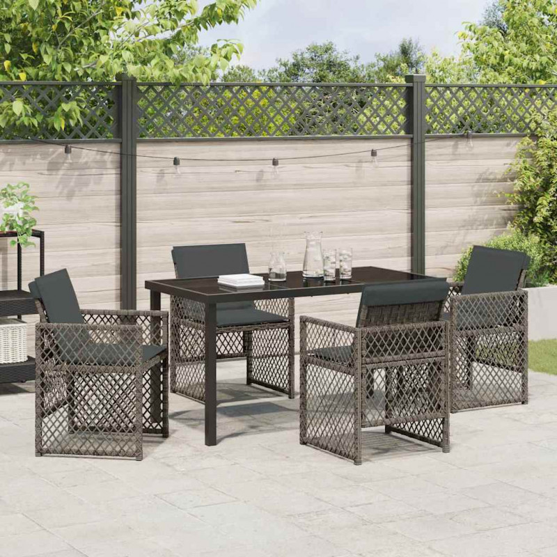 Zestaw do jadalni w ogrodzie 5 pcs Szary polirattan