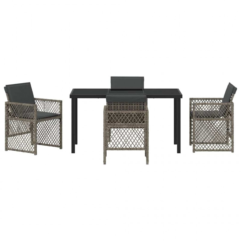 Zestaw do jadalni w ogrodzie 5 pcs Szary polirattan