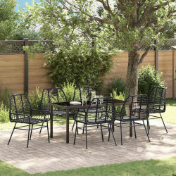 Zestaw do jadalni w ogrodzie 7 pcs Czarny polirattan