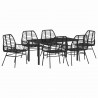 Zestaw do jadalni w ogrodzie 7 pcs Czarny polirattan
