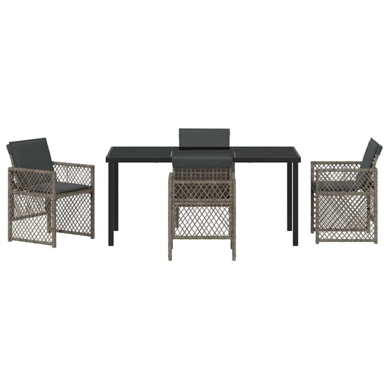 Zestaw do jadalni w ogrodzie 5 pcs Szary polirattan