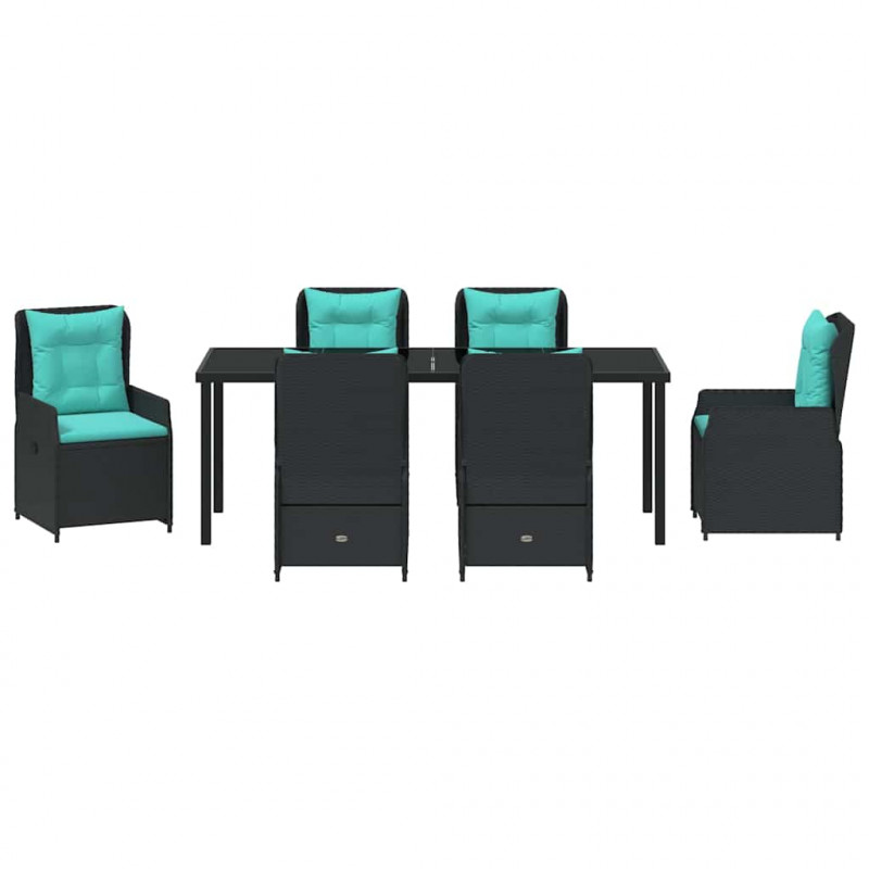 Zestaw do jadalni w ogrodzie 7 pcs Czarny Polirattan