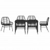 Zestaw do jadalni w ogrodzie 7 pcs Czarny polirattan