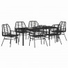 Zestaw do jadalni w ogrodzie 7 pcs Czarny polirattan