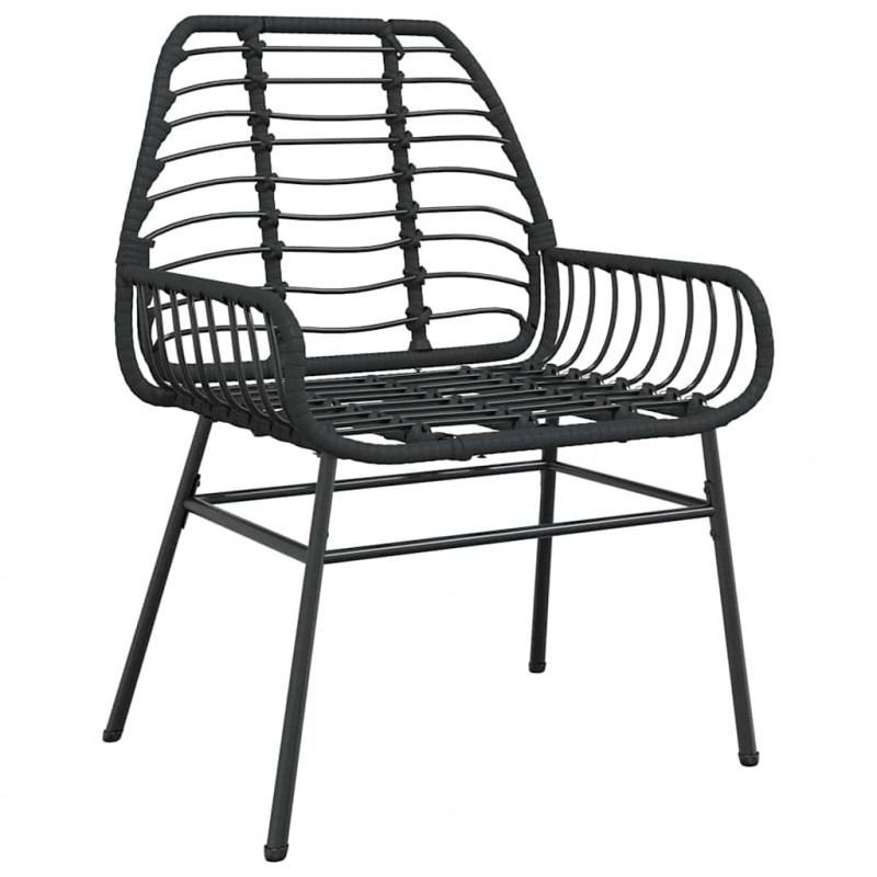 Zestaw do jadalni w ogrodzie 7 pcs Czarny polirattan
