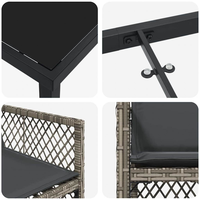 Zestaw do jadalni w ogrodzie 9 pcs Szary polirattan