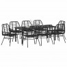 Zestaw do jadalni w ogrodzie 9 pcs Czarny polirattan