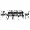 Zestaw do jadalni w ogrodzie 9 pcs Czarny polirattan