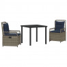 Zestaw do jadalni w ogrodzie 3 pcs Szary polirattan