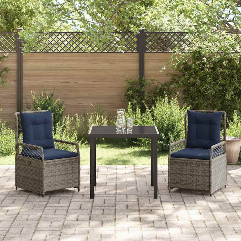 Zestaw do jadalni w ogrodzie 3 pcs Szary polirattan