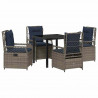 Zestaw do jadalni w ogrodzie 5 pcs Szary polirattan