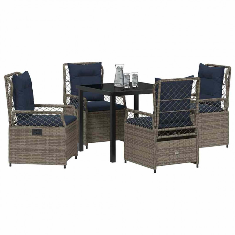 Zestaw do jadalni w ogrodzie 5 pcs Szary polirattan