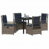 Zestaw do jadalni w ogrodzie 5 pcs Szary polirattan