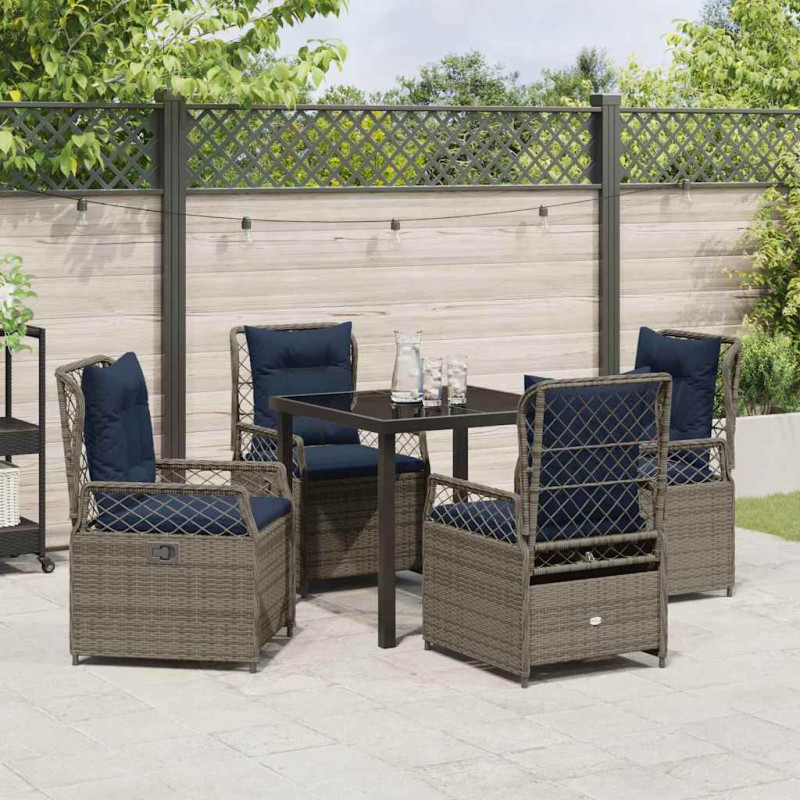 Zestaw do jadalni w ogrodzie 5 pcs Szary polirattan