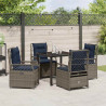 Zestaw do jadalni w ogrodzie 5 pcs Szary polirattan