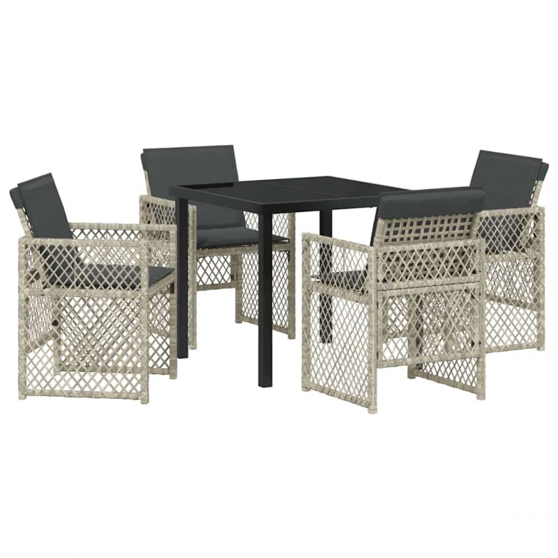 Zestaw do jadalni w ogrodzie 5 pcs Jasnoszary polirattan