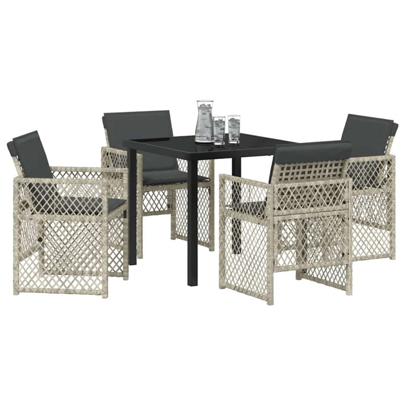 Zestaw do jadalni w ogrodzie 5 pcs Jasnoszary polirattan