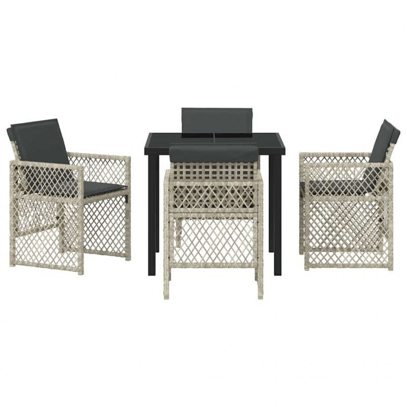 Zestaw do jadalni w ogrodzie 5 pcs Jasnoszary polirattan