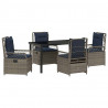 Zestaw do jadalni w ogrodzie 5 pcs Szary polirattan