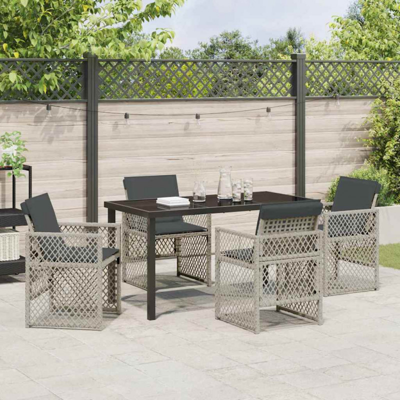 Zestaw do jadalni w ogrodzie 5 pcs Jasnoszary polirattan