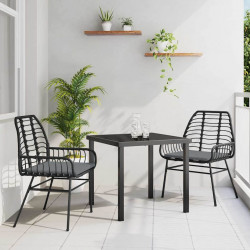 Zestaw do jadalni w ogrodzie 3 pcs Czarny polirattan